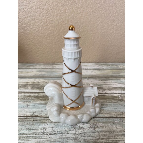 Other - Lenox Porcelain Lighthouse Figurine with 24k Gold Trim | Ivory Coastal Miniature